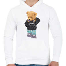 PRINTFASHION Városi maci - Férfi kapucnis pulóver - Fehér