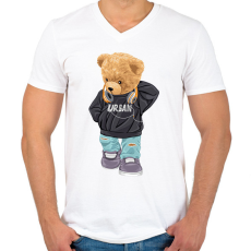 PRINTFASHION Városi maci - Férfi V-nyakú póló - Fehér