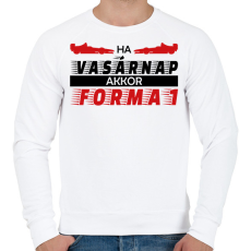 PRINTFASHION Vasárnap - Forma 1 - Férfi pulóver - Fehér