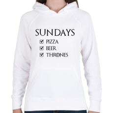 PRINTFASHION Vasárnapi program - Trónok harca - Női kapucnis pulóver - Fehér