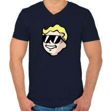 PRINTFASHION Vault Boy - Férfi V-nyakú póló - Sötétkék férfi póló