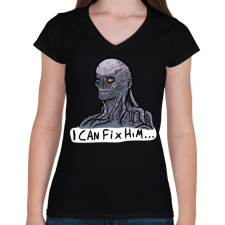 PRINTFASHION Vecna megjavít - Női V-nyakú póló - Fekete női póló