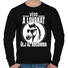 PRINTFASHION Védd a lovakat! - Férfi pulóver - Fekete férfi pulóver, kardigán