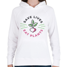 PRINTFASHION Vega életmód - Női kapucnis pulóver - Fehér
