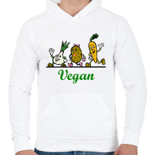 PRINTFASHION Vegán - gyökérzöldségek - Férfi kapucnis pulóver - Fehér férfi pulóver, kardigán