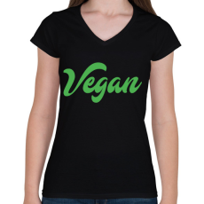 PRINTFASHION vegan - Női V-nyakú póló - Fekete