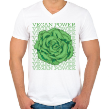 PRINTFASHION Vegan Power - Férfi V-nyakú póló - Fehér férfi póló