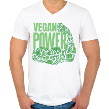 PRINTFASHION Vegan power - Férfi V-nyakú póló - Fehér férfi póló