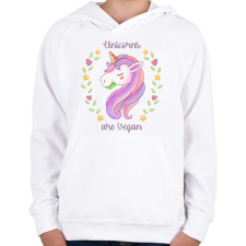 PRINTFASHION Vegán unikornis - Gyerek kapucnis pulóver - Fehér gyerek pulóver, kardigán