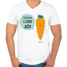 PRINTFASHION Vegának lenni jó! - Férfi V-nyakú póló - Fehér férfi póló