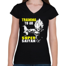 PRINTFASHION Vegeta SS final - Női V-nyakú póló - Fekete női póló