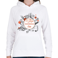 PRINTFASHION Vegetáriánus élet - Női kapucnis pulóver - Fehér női pulóver, kardigán