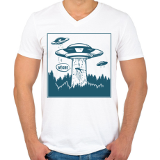 PRINTFASHION Végre - UFO - Férfi V-nyakú póló - Fehér