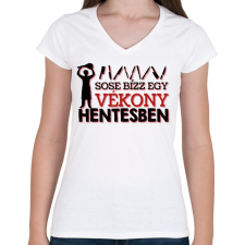 PRINTFASHION Vékony hentes - Női V-nyakú póló - Fehér női póló