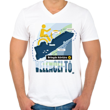 PRINTFASHION Velencei-tó körbetekerés pipa - Férfi V-nyakú póló - Fehér férfi póló