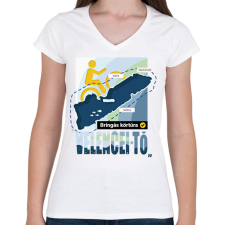 PRINTFASHION Velencei-tó körbetekerés pipa - Női V-nyakú póló - Fehér női póló