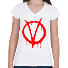 PRINTFASHION Vendetta logo - Női V-nyakú póló - Fehér női póló