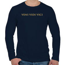 PRINTFASHION Veni Vidi Vici Gold - Férfi hosszú ujjú póló - Sötétkék férfi póló