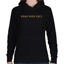PRINTFASHION Veni Vidi Vici Gold - Női kapucnis pulóver - Fekete női pulóver, kardigán