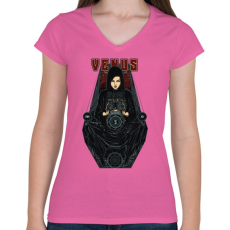 PRINTFASHION Vénusz - Női V-nyakú póló - Rózsaszín