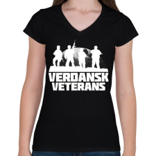 PRINTFASHION Verdansk Veterans - Női V-nyakú póló - Fekete női póló