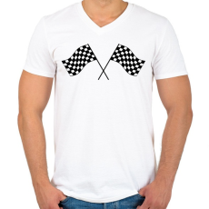 PRINTFASHION Verseny - Férfi V-nyakú póló - Fehér