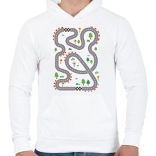 PRINTFASHION Versenypálya - Férfi kapucnis pulóver - Fehér férfi pulóver, kardigán