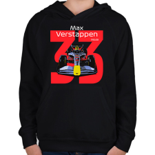 PRINTFASHION Verstappen 33 autóversenyző - fehér felirat - Gyerek kapucnis pulóver - Fekete gyerek pulóver, kardigán