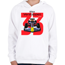 PRINTFASHION Verstappen 33 autóversenyző - fekete felirat - Gyerek kapucnis pulóver - Fehér gyerek pulóver, kardigán