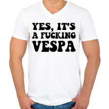 PRINTFASHION Vespa - Férfi V-nyakú póló - Fehér férfi póló