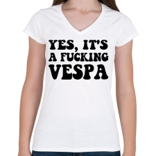 PRINTFASHION Vespa - Női V-nyakú póló - Fehér női póló
