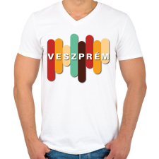 PRINTFASHION Veszprém - Színes - Férfi V-nyakú póló - Fehér férfi póló