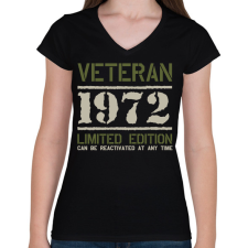 PRINTFASHION Veteran_1972 - Női V-nyakú póló - Fekete női póló