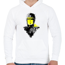 PRINTFASHION Vhs man - Férfi kapucnis pulóver - Fehér