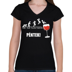 PRINTFASHION Vicces boros hét - Női V-nyakú póló - Fekete