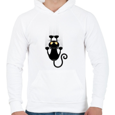 PRINTFASHION Vicces cicás póló - Férfi kapucnis pulóver - Fehér férfi pulóver, kardigán