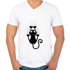 PRINTFASHION Vicces cicás póló - Férfi V-nyakú póló - Fehér férfi póló