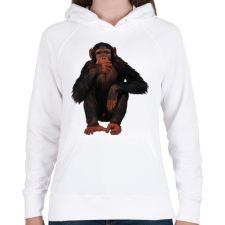 PRINTFASHION Vicces Csimpánz - Női kapucnis pulóver - Fehér női pulóver, kardigán