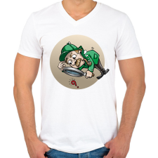 PRINTFASHION Vicces detektív póló minta - Férfi V-nyakú póló - Fehér férfi póló