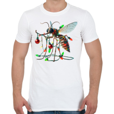 PRINTFASHION Vicces gonosz karácsonyi szúnyog - izzósorral - Férfi póló - Fehér