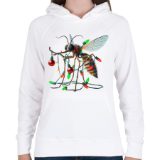 PRINTFASHION Vicces gonosz karácsonyi szúnyog - izzósorral - Női kapucnis pulóver - Fehér női pulóver, kardigán