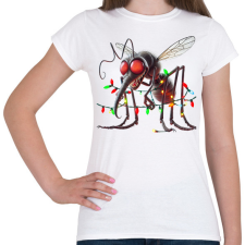 PRINTFASHION Vicces gonosz karácsonyi szúnyog - izzósorral - Női póló - Fehér női póló