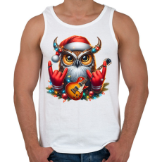 PRINTFASHION Vicces karácsonyi gitáros rocker party bagoly - Férfi atléta - Fehér