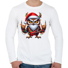 PRINTFASHION Vicces karácsonyi gitáros rocker party bagoly - Férfi hosszú ujjú póló - Fehér