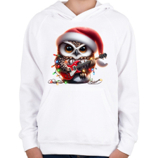 PRINTFASHION Vicces karácsonyi gitáros rocker party bagoly - Gyerek kapucnis pulóver - Fehér gyerek pulóver, kardigán