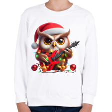 PRINTFASHION Vicces karácsonyi gitáros rocker party bagoly - Gyerek pulóver - Fehér gyerek pulóver, kardigán
