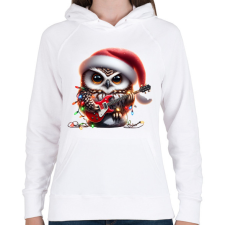 PRINTFASHION Vicces karácsonyi gitáros rocker party bagoly - Női kapucnis pulóver - Fehér női pulóver, kardigán