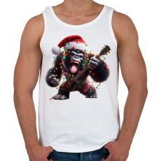 PRINTFASHION Vicces karácsonyi gitáros rocker party gorilla - Férfi atléta - Fehér
