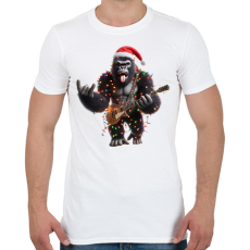PRINTFASHION Vicces karácsonyi gitáros rocker party gorilla - Férfi póló - Fehér