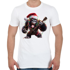 PRINTFASHION Vicces karácsonyi gitáros rocker party gorilla - Férfi póló - Fehér férfi póló